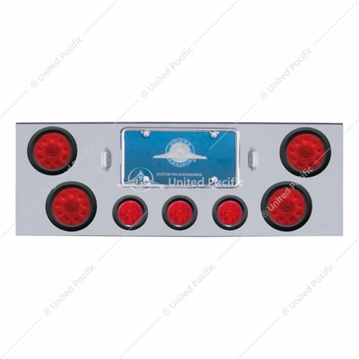 CR Rear Center Panel With 4X 10 LED 4" Lights & 3X 13 LED 2-1/2" Beehive Lights -Red LED & Lens