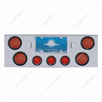 Chrome Rear Center Panel With Four 12 LED 4" Reflector Lights & Three 13 LED 2-1/2" Beehive Lights