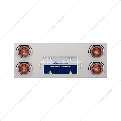 33-3/4" Stainless Rear Center Panel With 4X 13 LED 4" Abyss Lights & Visors - Red LED/Clear Lens