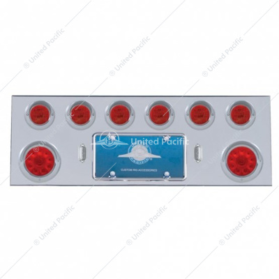 Stainless Rear Center Panel With Two 10 LED 4" Lights & Six 13 LED 2-1/2" Lights