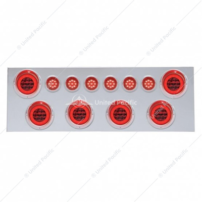 SS Rear Center Panel With 6X 21 LED 4" GloLight & 6X 9 LED 2" GloLight & Visor-Red LED & Lens