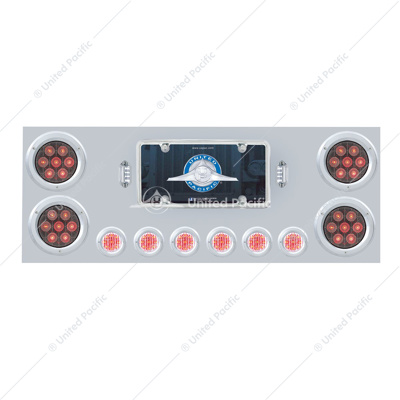 SS Rear Center Panel With 4X Red LED 4" Light & 6X Red LED 2" Light & Bezel -Clear Lens -Comp. Series