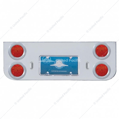 Chrome Rear Center Panel With Four 7 LED 4" Reflector Lights & Bezels - Red LED/Red Lens