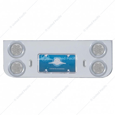 Chrome Rear Center Panel With Four 7 LED 4" Reflector Lights & Bezels - Red LED/Clear Lens