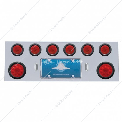 SS Rear Center Panel With 2X 10 LED 4" Lights & 6X 13 LED 2-1/2" Lights -Red LED & Lens