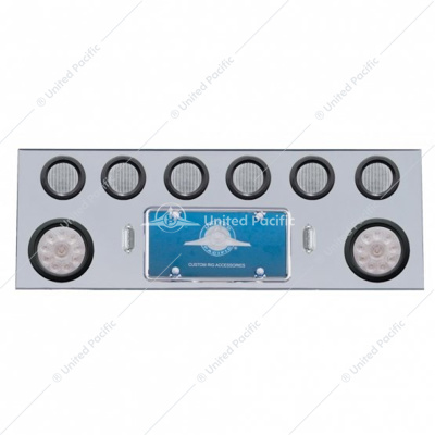 SS Rear Center Panel With 2X 10 LED 4" Lights & 6X 13 LED 2-1/2" Lights -Red LED/Clear Lens