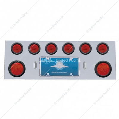 SS Rear Center Panel With 2X 7 LED 4" Reflector Lights & 6X 13 LED 2-1/2" Lights -Red LED & Lens