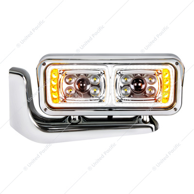 10 High Power LED "Chrome" Projection Headlight Assembly With Mounting Arm - Driver Side