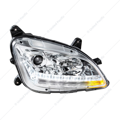 Chrome Projection Headlight With LED Sequential Turn and DRL For 2012-2021 Peterbilt 579- Passenger