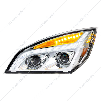 Chrome LED Projection Headlight With LED Position Light For 2018-2024 Freightliner Cascadia - Driver