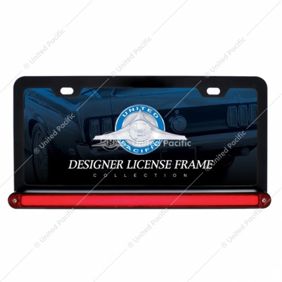 Black License Plate Frame With 24 LED 12" GloLight Bar - Red LED/Red Lens
