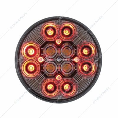 4" Round Combo Light With 12 LED Stop, Turn & Tail & 16 LED Back-Up - Red LED/Clear Lens