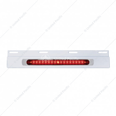 Stainless Top Mud Flap Plate With 19 LED 17" Light Bar & Bezel - Red LED/Red Lens (Each)