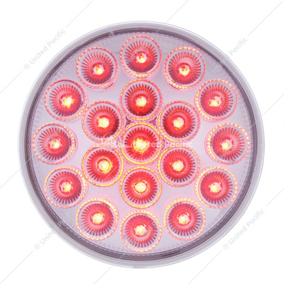 19 LED 4" Round Double Fury Light (Stop, Turn, Tail) With Warning Light - Red & Amber LED/Clear Lens