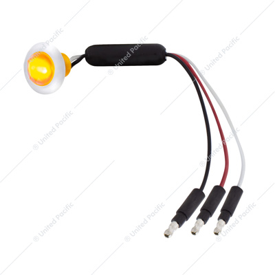 3 LED Dual Function 3/4" Mini Light (Clearance/Marker) With Faceted Crystal Lens-Amber LED/Amber Lens