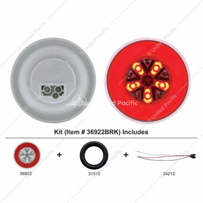 18 LED 4" Round GloLight Kit (Stop, Turn & Tail) - Red LED/Red Lens (Each)