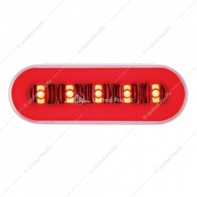 22 LED 6" Oval GloLight With Divider Bar Inner Design (Stop, Turn & Tail) - Red LEDs/Clear Lens