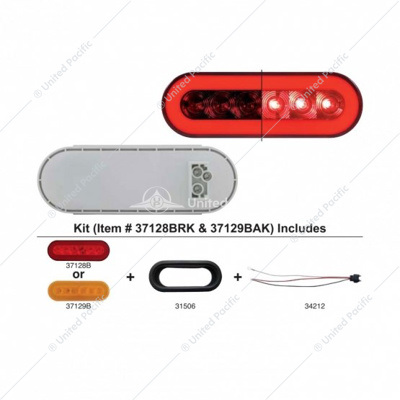 22 LED 6" Oval GloLight Kit (Stop, Turn & Tail) - Red LED/Red Lens (Each)