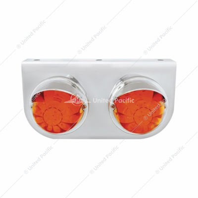 SS Light Bracket With 2X 17 LED Dual Function Watermelon Lights & Visors - Amber LED/Dark Amber Lens