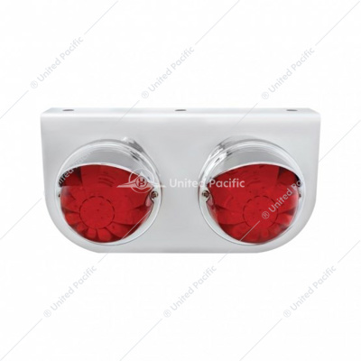 SS Light Bracket With 2X 17 LED Dual Function Watermelon Lights & Visors - Red LED/Red Lens