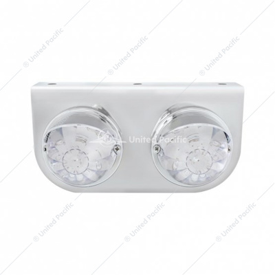 SS Light Bracket With 2X 17 LED Dual Function Watermelon Lights & Visors - Amber LED/Clear Lens