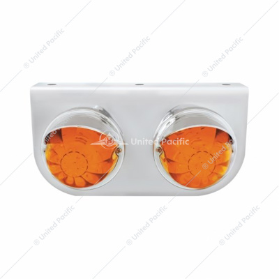 Stainless Light Bracket With 2X 17 LED Watermelon Lights & Visors - Amber LED/Amber Lens