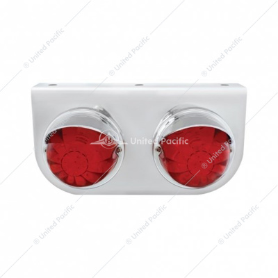 Stainless Light Bracket With 2X 17 LED Watermelon Lights & Visors - Red LED/Red Lens