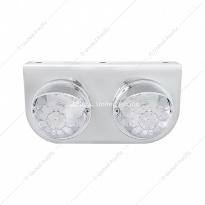 Stainless Light Bracket With 2X 17 LED Watermelon Lights & Visors - Red LED/Clear Lens