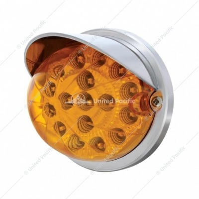 17 LED Dual Function Watermelon Clear Reflector Flush Mount Kit With Visor - Amber LED/Amber Lens