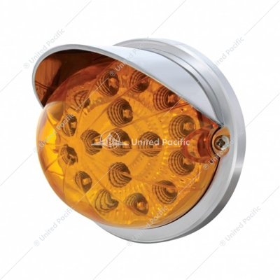 17 LED Watermelon Clear Reflector Flush Mount Kit With Visor - Amber LED/Amber Lens