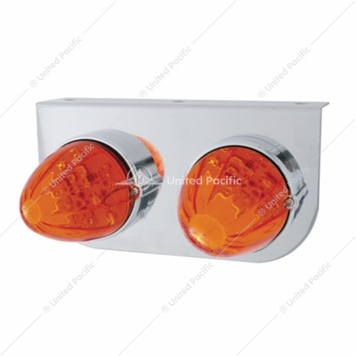 Stainless Light Bracket With 2X 19 LED Bullet Style Grakon 1000 Lights - Amber LED/Dark Amber Lens