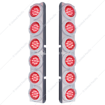 Rear Air Cleaner Bracket With 12 Flat LED Lights & Bezel For Peterbilt- Red LED/Red Lens