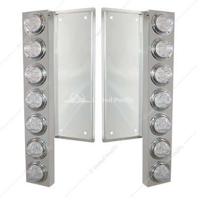 FL SS Front Air Cleaner Bracket With 12X 11 LED Watermelon Lights & Bezels -Amber LED/Clear Lens