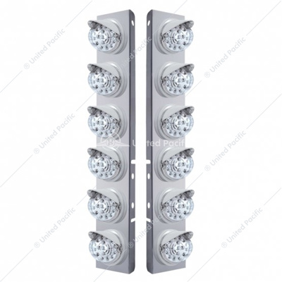Stainless Front Air Cleaner Bracket With 12X 17 LED Clear Style Reflector Lights For Peterbilt