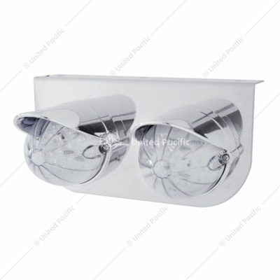 SS Light Bracket With 2X 19 LED Bullet Style Grakon 1000 Lights & Visors -Amber LED/Clear Lens