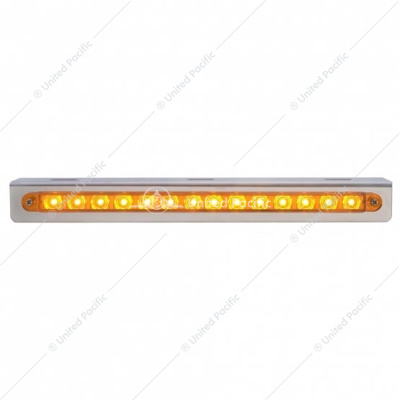 Stainless Light Bracket With 14 LED 12" Sequential Light Bar (Left to Right) - Amber LED/Amber Lens