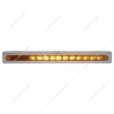 Stainless Light Bracket With 14 LED 12" Sequential Light Bar (Right to Left) - Amber LED/Amber Lens
