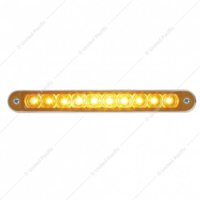 10 LED 6-1/2" Turn Signal Light Bar With Bezel - Amber LED/Amber Lens