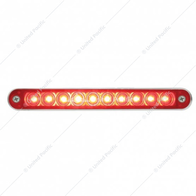 10 LED 6-1/2" Light Bar With Bezel (Stop, Turn & Tail) - Red LED/Red Lens