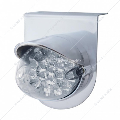 Stainless Light Bracket With 19 LED Reflector Light & Visor - Amber LED/Clear Lens