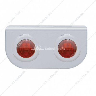 Stainless Light Bracket With 2X 3 LED 3/4" Mini Lights - Red LED/Red Lens