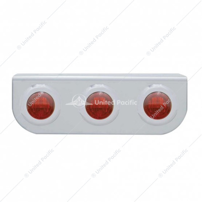 Stainless Light Bracket With 3X 3 LED 3/4" Mini Lights - Red LED/Red Lens