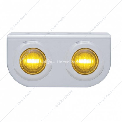 Stainless Light Bracket With 2X 3 LED 3/4" Mini Lights - Amber LED/Amber Lens