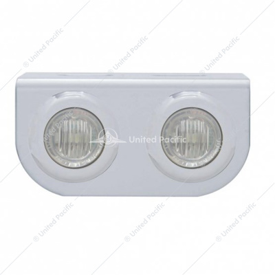 Stainless Light Bracket With 2X 3 LED 3/4" Mini Lights - Red LED/Clear Lens