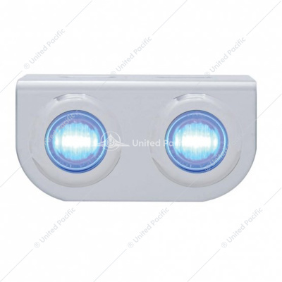 Stainless Light Bracket With 2X 3 LED 3/4" Mini Lights - Blue LED/Clear Lens