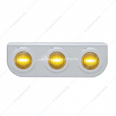 Stainless Light Bracket With 3X 3 LED 3/4" Mini Lights - Amber LED/Amber Lens