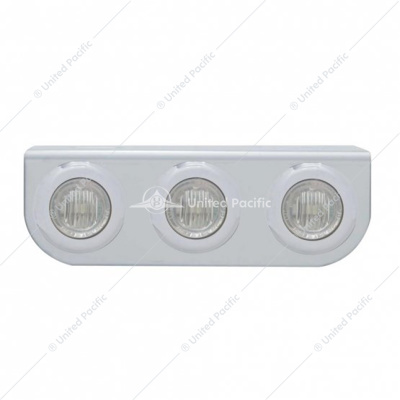 Stainless Light Bracket With 3X 3 LED 3/4" Mini Lights - Red LED/Clear Lens