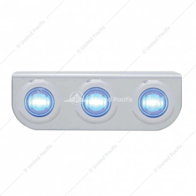 Stainless Light Bracket With 3X 3 LED 3/4" Mini Lights - Blue LED/Clear Lens
