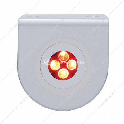 Stainless Light Bracket With 4 LED Fastener Light - Red LED/Clear Lens