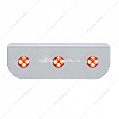 Stainless Light Bracket With Three 4 LED Fastener Lights - Red LED/Clear Lens